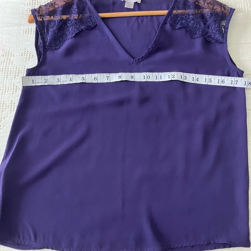 LOFT Purple Light Weight Boxy Lace Tank Blouse Size XSP - Picture 6 of 9